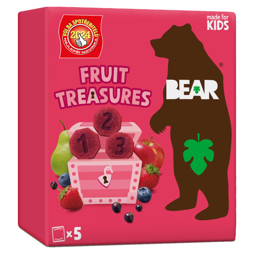 BEAR Fruit Treasure  Jahoda Borůvky 5x20 g