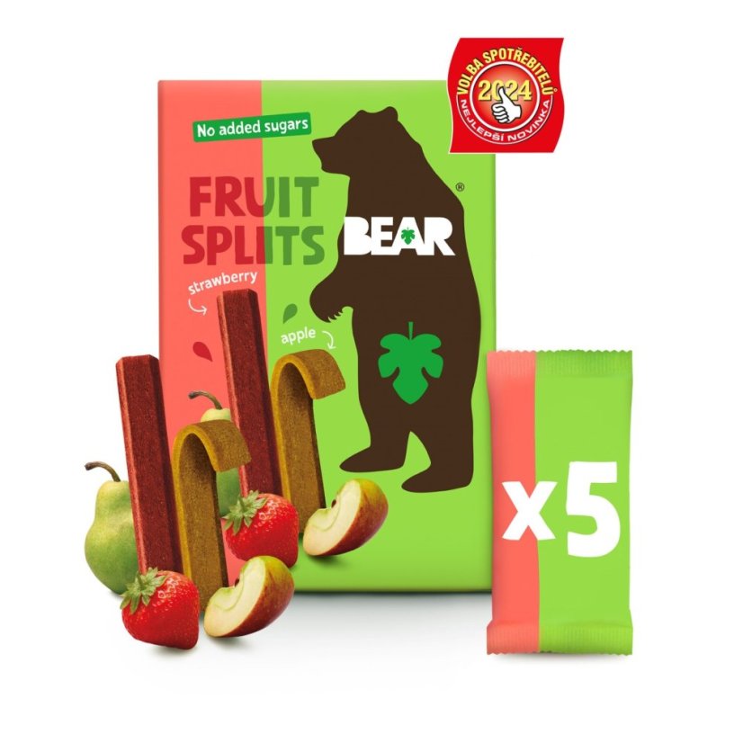 BEAR Fruit Splits Jahoda Jablko 5x20 g BEAR Fruit Splits Jahoda Jablko 5x20 g